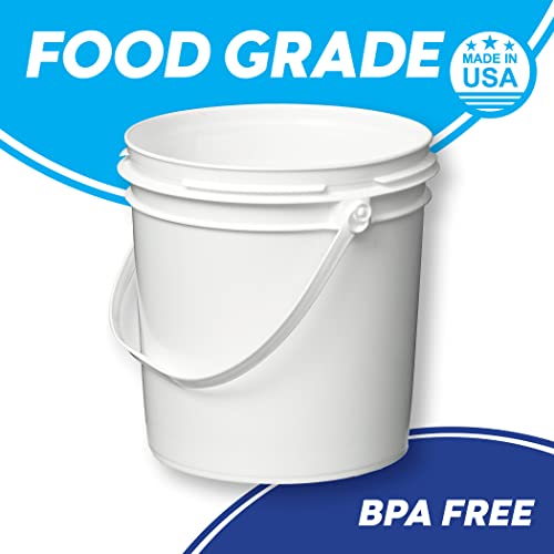 Consolidated Plastics 1 Gallon Food Grade Buckets & Lids (6 Pack) BPA Free Container Storage, Durable HDPE Pails, Made in USA (Blue)