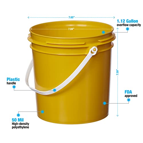 Consolidated Plastics 1 Gallon Food Grade Buckets & Lids (6 Pack) BPA Free Container Storage, Durable HDPE Pails, Made in USA (Blue)
