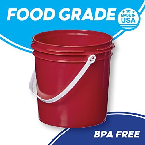 Consolidated Plastics 1 Gallon Food Grade Buckets & Lids (6 Pack) BPA Free Container Storage, Durable HDPE Pails, Made in USA (Blue)