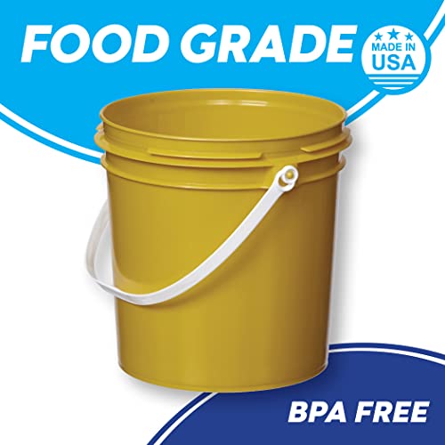 Consolidated Plastics 1 Gallon Food Grade Buckets & Lids (6 Pack) BPA Free Container Storage, Durable HDPE Pails, Made in USA (Blue)