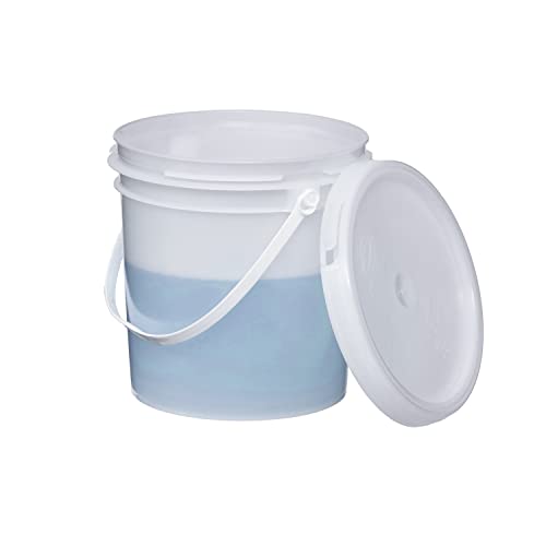 Consolidated Plastics 1 Gallon Food Grade Buckets & Lids (6 Pack) BPA Free Container Storage, Durable HDPE Pails, Made in USA (Blue)
