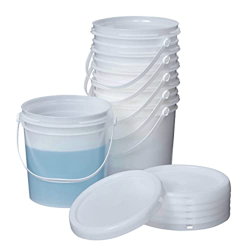 Consolidated Plastics 1 Gallon Food Grade Buckets & Lids (6 Pack) BPA Free Container Storage, Durable HDPE Pails, Made in USA (Blue)
