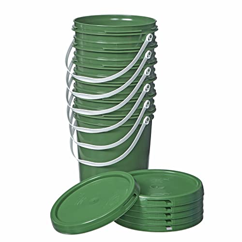 Consolidated Plastics 1 Gallon Food Grade Buckets & Lids (6 Pack) BPA Free Container Storage, Durable HDPE Pails, Made in USA (Blue)
