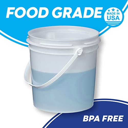 Consolidated Plastics 1 Gallon Food Grade Buckets & Lids (6 Pack) BPA Free Container Storage, Durable HDPE Pails, Made in USA (Blue)