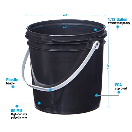 Consolidated Plastics 1 Gallon Food Grade Buckets & Lids (6 Pack) BPA Free Container Storage, Durable HDPE Pails, Made in USA (Blue)