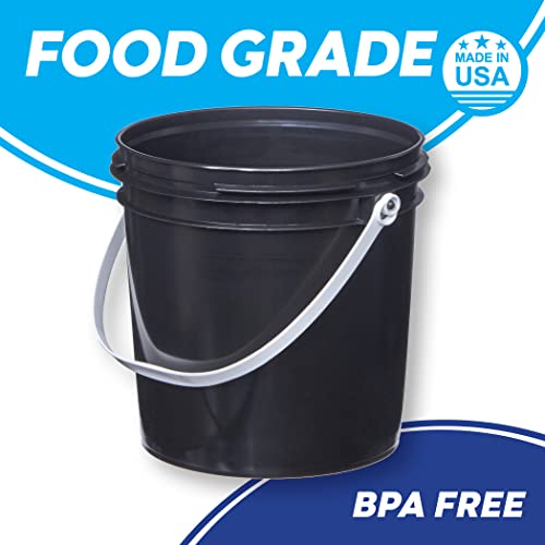 Consolidated Plastics 1 Gallon Food Grade Buckets & Lids (6 Pack) BPA Free Container Storage, Durable HDPE Pails, Made in USA (Blue)