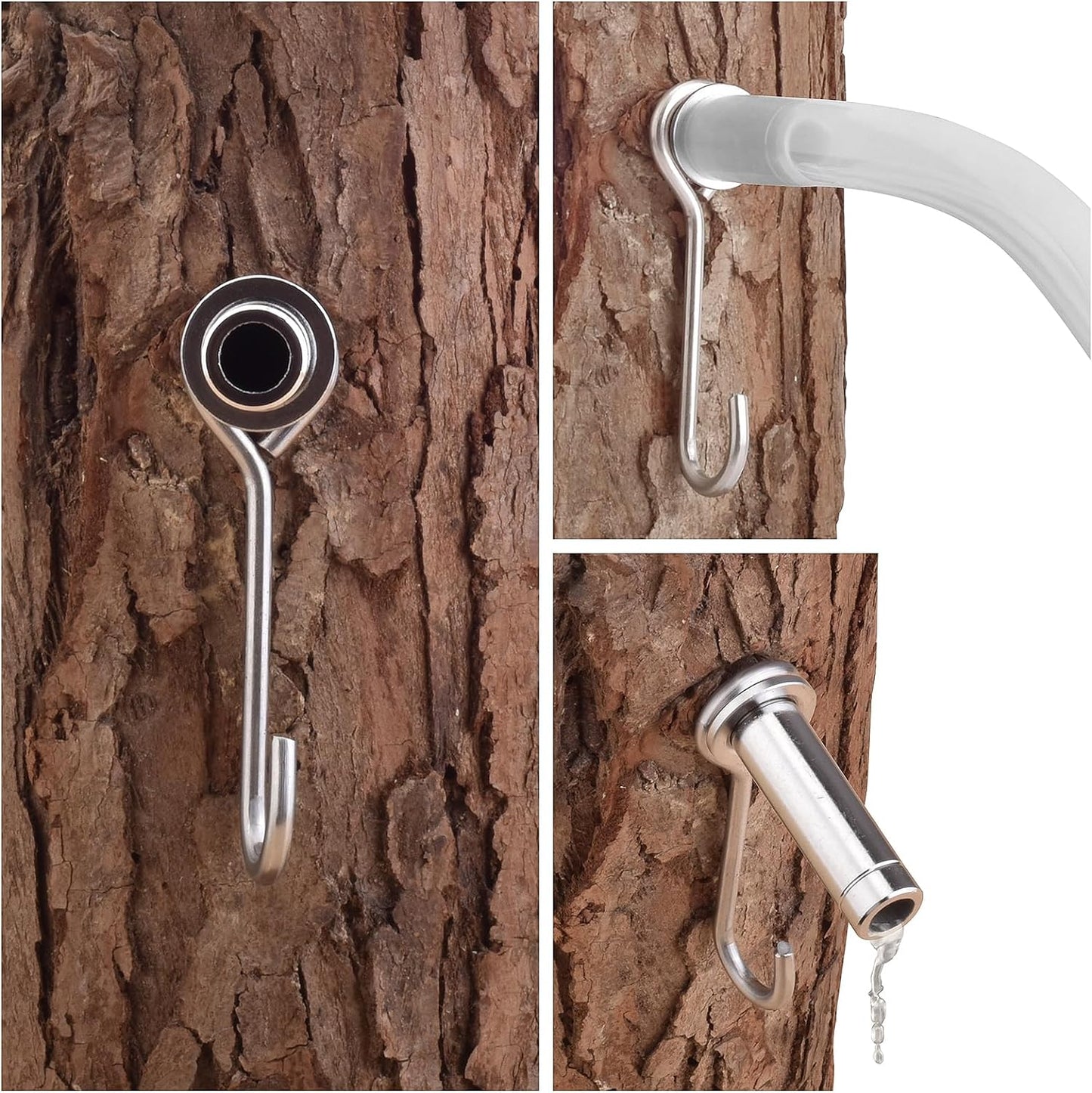 Maple Syrup Tapping Kit, Stainless Steel Maple Tree Taps Spiles, 6 Spiles and Hooks, 6pcs 3-ft Food Grade Tubing with 2 pack Spile Cleaning Brushes