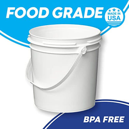 Consolidated Plastics 1 Gallon Food Grade Buckets & Lids (6 Pack) BPA Free Container Storage, Durable HDPE Pails, Made in USA (Blue)