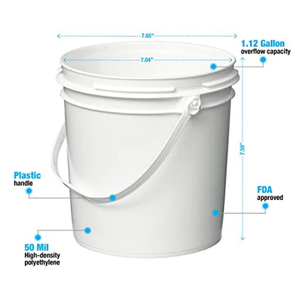 Consolidated Plastics 1 Gallon Food Grade Buckets & Lids (6 Pack) BPA Free Container Storage, Durable HDPE Pails, Made in USA (Blue)