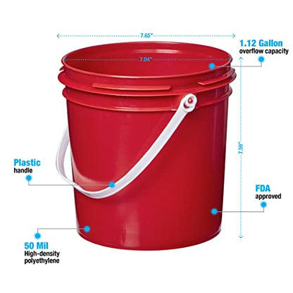 Consolidated Plastics 1 Gallon Food Grade Buckets & Lids (6 Pack) BPA Free Container Storage, Durable HDPE Pails, Made in USA (Blue)
