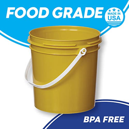 Consolidated Plastics 1 Gallon Food Grade Buckets & Lids (6 Pack) BPA Free Container Storage, Durable HDPE Pails, Made in USA (Blue)