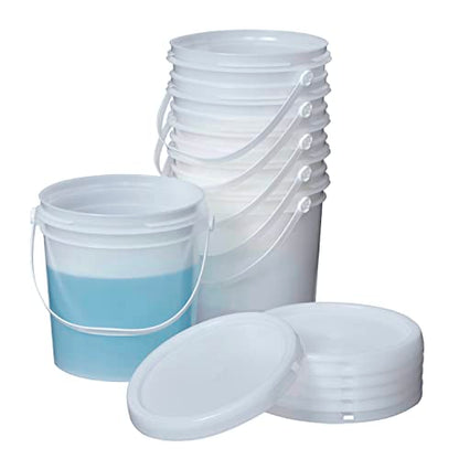 Consolidated Plastics 1 Gallon Food Grade Buckets & Lids (6 Pack) BPA Free Container Storage, Durable HDPE Pails, Made in USA (Blue)
