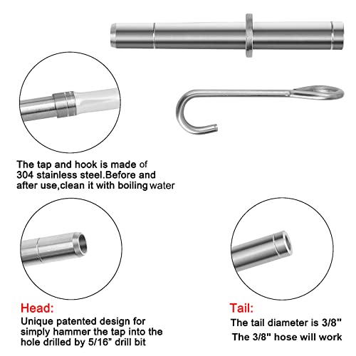 Maple Syrup Tapping Kit, Stainless Steel Maple Tree Taps Spiles for Making Maple Syrup, Tree Tapping Kit Maple Syrup Supplies(6 pcs)