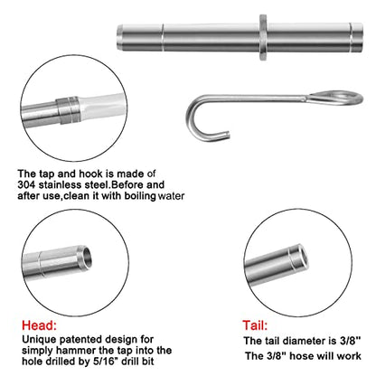 Maple Syrup Tapping Kit, Stainless Steel Maple Tree Taps Spiles for Making Maple Syrup, Tree Tapping Kit Maple Syrup Supplies(6 pcs)